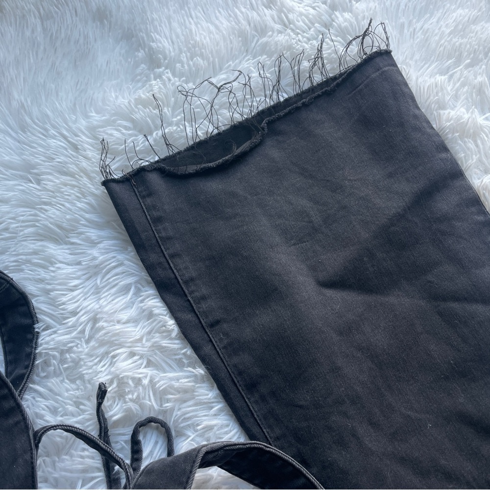 Free People We the Free Curvy 2nd Ave Bootcut Fit Black Denim Jumpsuit - Picture 12 of 12